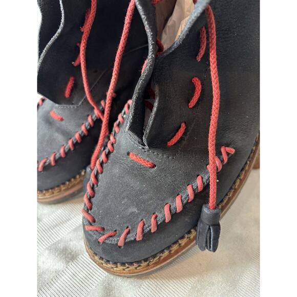 Marithe + Francois Girbaud Boots Black Red Stitch sz 43 MARITHE FRANCOIS GIRBAUD - Picture 4 of 15